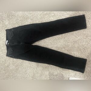 Jeans with leather detail